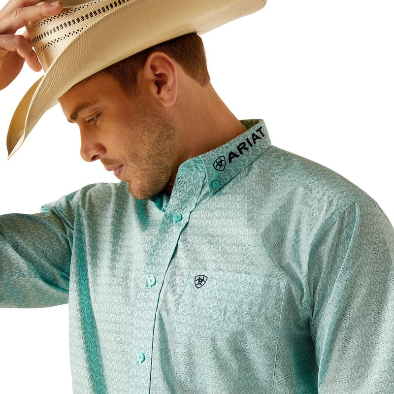 Ariat Men's Team Gian Classic Fit Light Aqua Long Sleeve Button Down Shirt 10048394 - Image 3