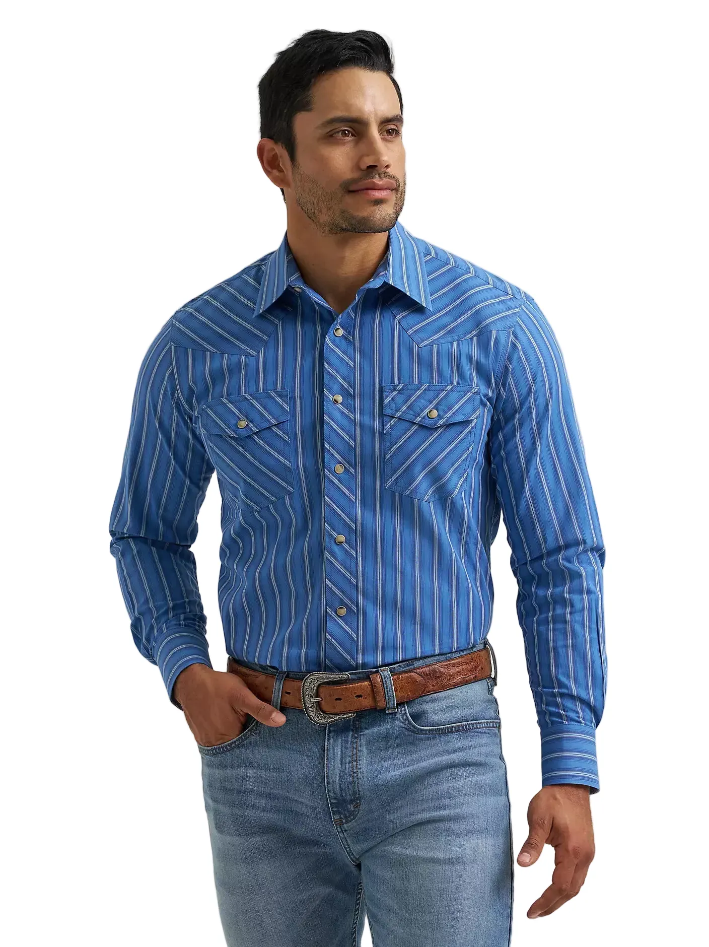 Wrangler Men's Riverstone Stripe 20X Advance Comfort Western Snap Shirt 112381453