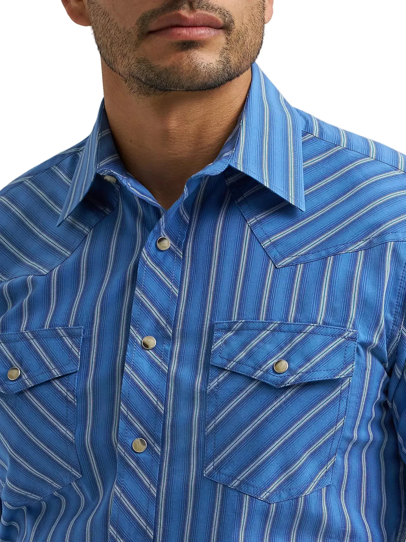 Wrangler Men's Riverstone Stripe 20X Advance Comfort Western Snap Shirt 112381453 - Image 4