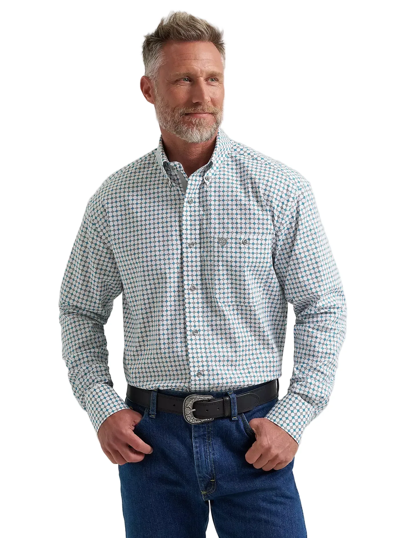Wrangler Men's Harbor Teal George Strait Button Down Shirt 112381967
