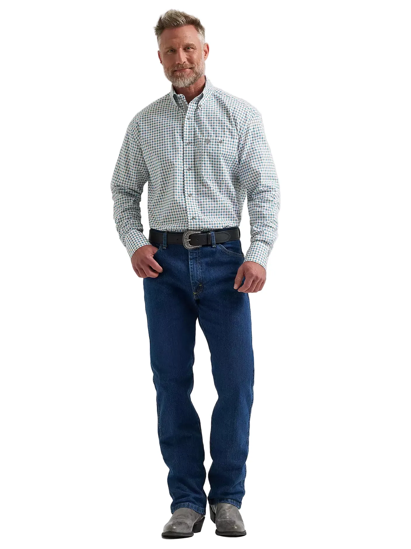 Wrangler Men's Harbor Teal George Strait Button Down Shirt 112381967 - Image 2