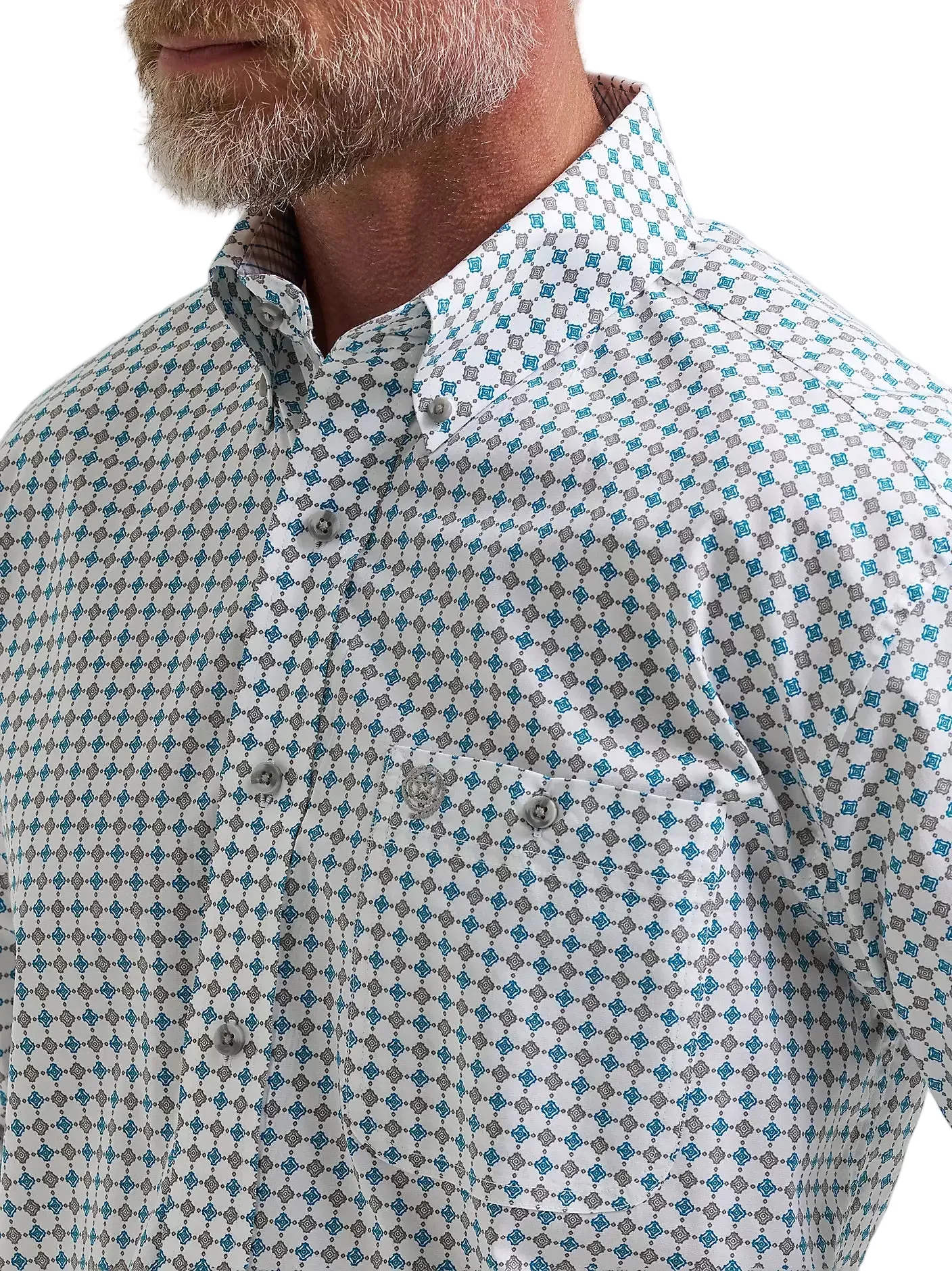 Wrangler Men's Harbor Teal George Strait Button Down Shirt 112381967 - Image 4