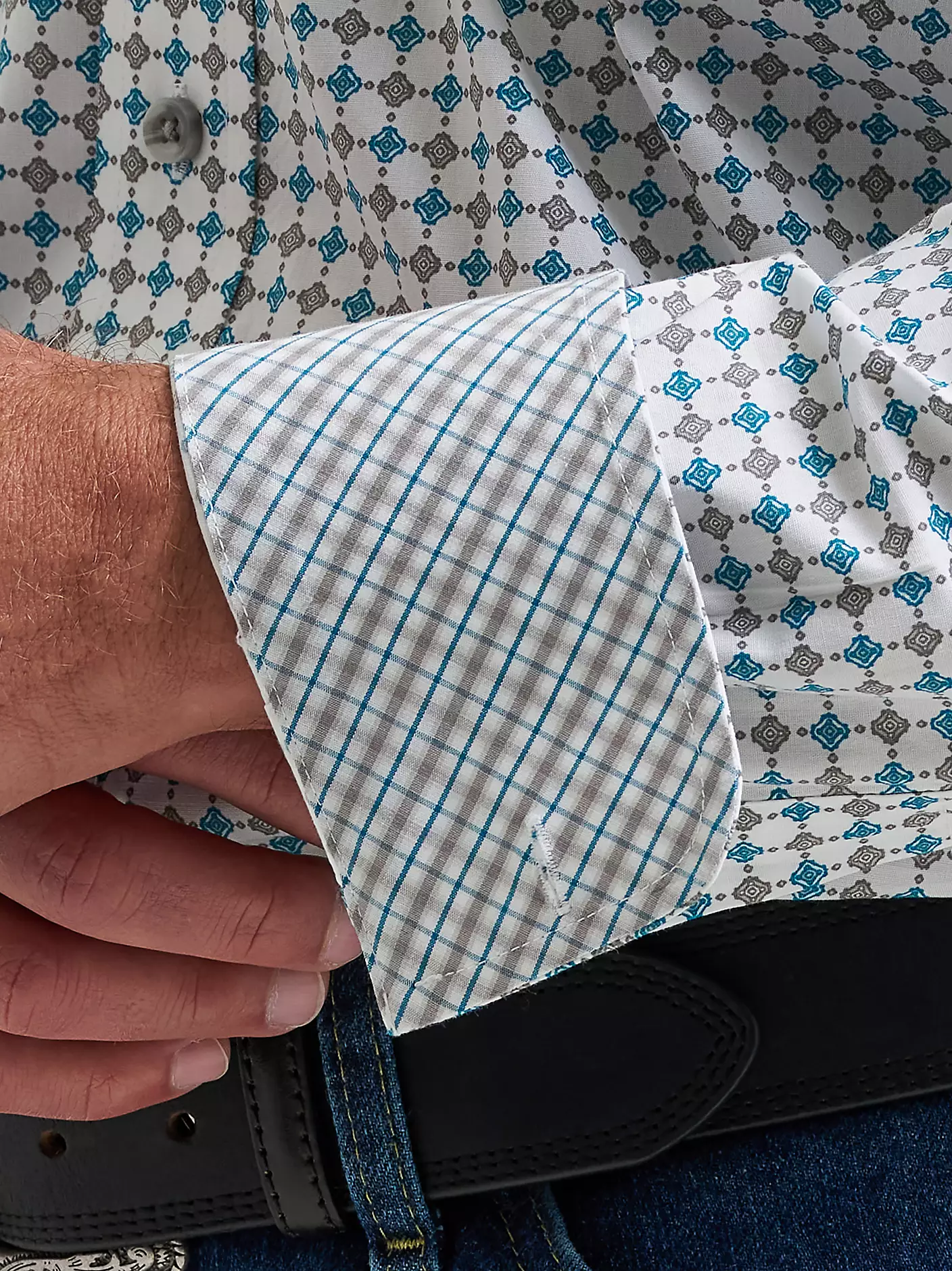 Wrangler Men's Harbor Teal George Strait Button Down Shirt 112381967 - Image 5