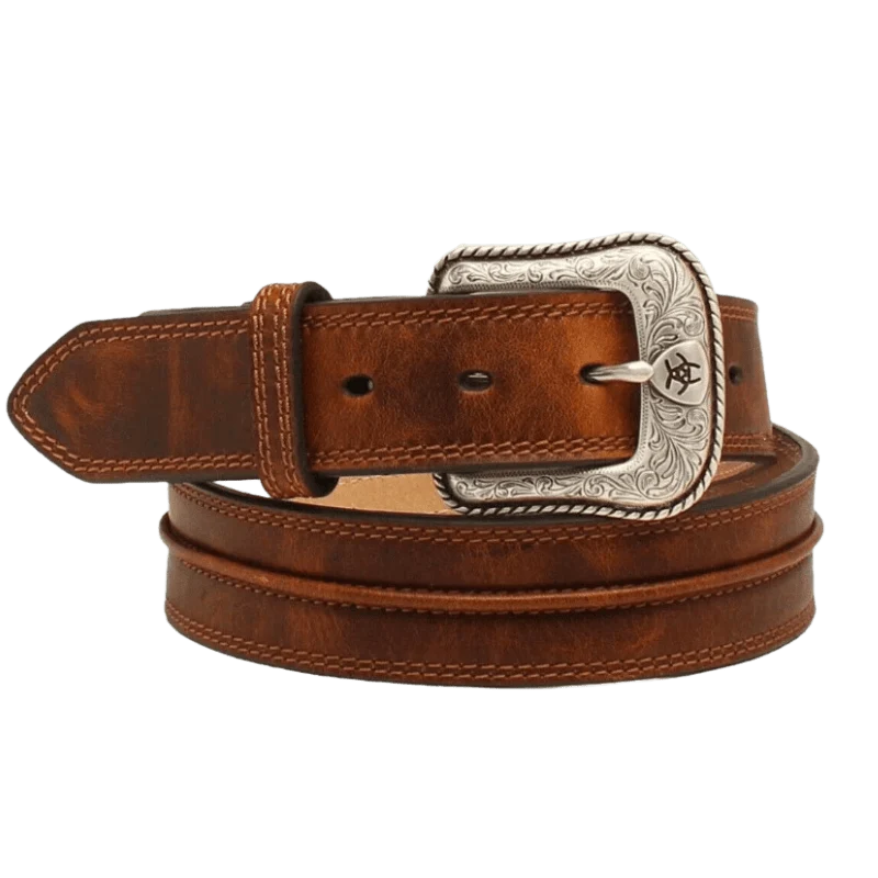 Ariat Men's Brown Rowdy Center Leather Belt A1019444 - Image 2
