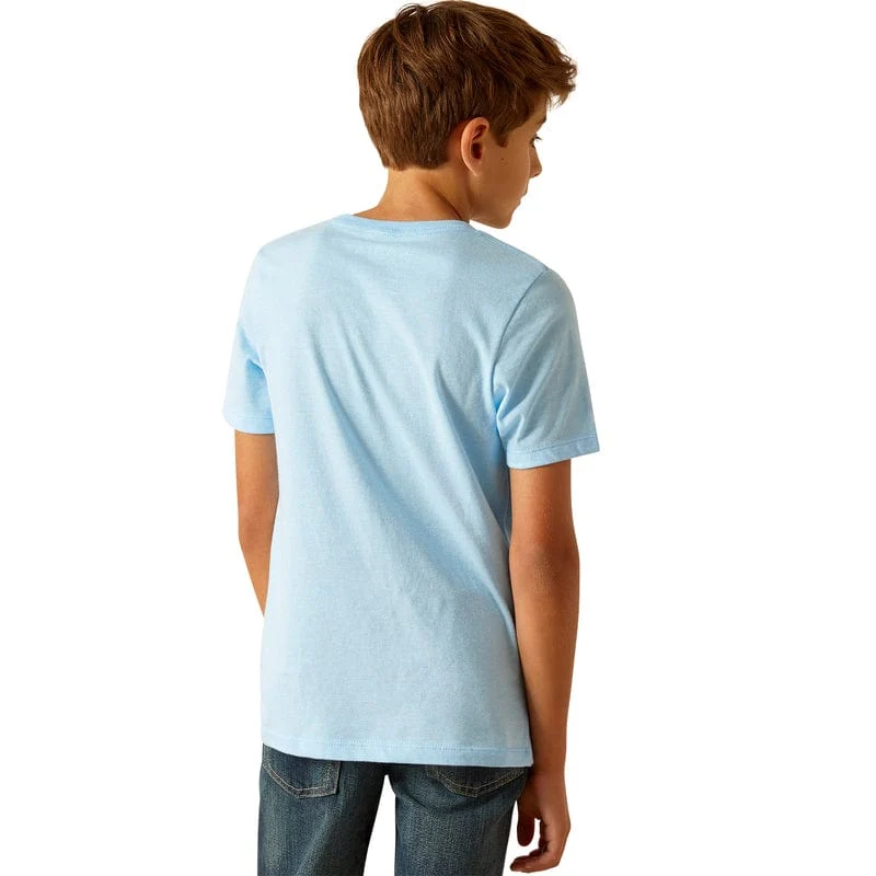 Ariat Boys Vintage Hex Stripe Frost Blue Short Sleeve Graphic T-Shirt 10051432 - Image 3