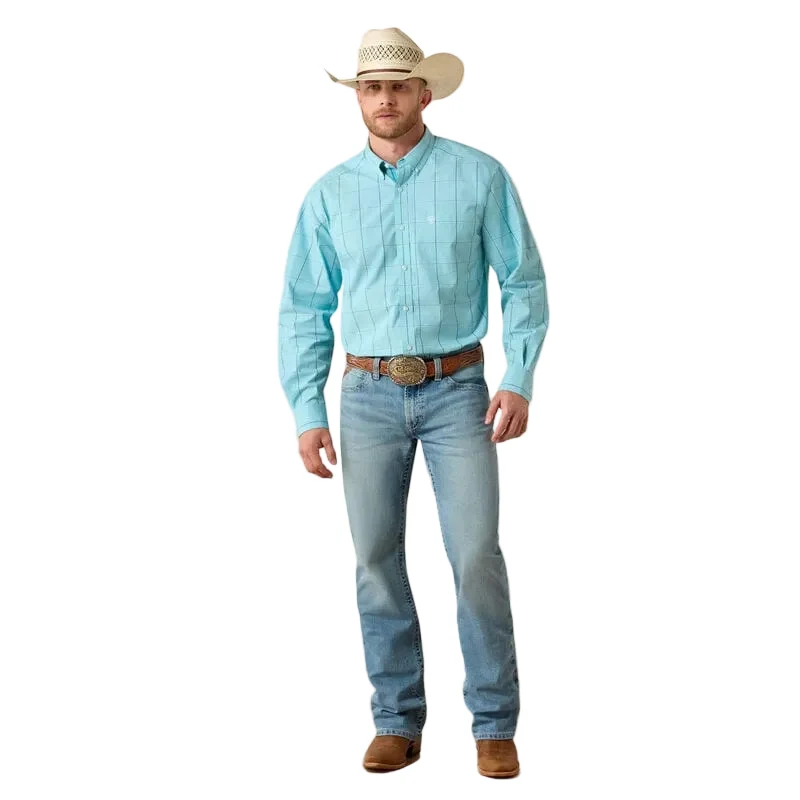 Ariat Men's Blue Elixer Plaid Pro Series Platt Button Down Western Shirt 10071577 - Image 3