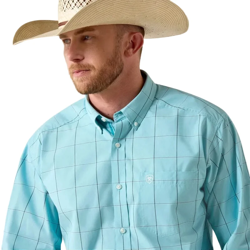 Ariat Men's Blue Elixer Plaid Pro Series Platt Button Down Western Shirt 10071577 - Image 4