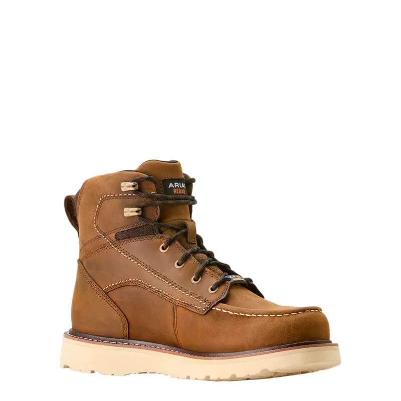 Ariat Men's Distressed Brown Rebar 6" Waterproof Work Boot 10053614