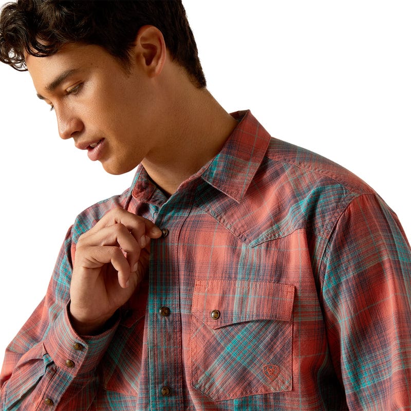 Ariat Men's Hernan Retro Fit Burnt Sienna Long Western Snap Shirt 10048494 - Image 2