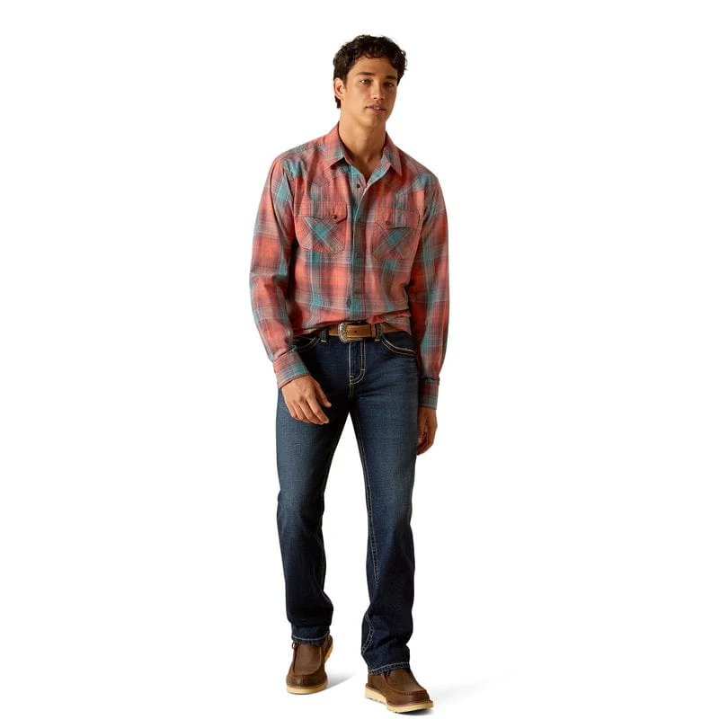 Ariat Men's Hernan Retro Fit Burnt Sienna Long Western Snap Shirt 10048494 - Image 4