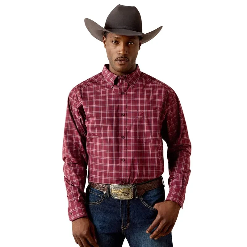 Ariat Men's Maroon Banner Plaid Pro Series Tidus Western Shirt 10071581