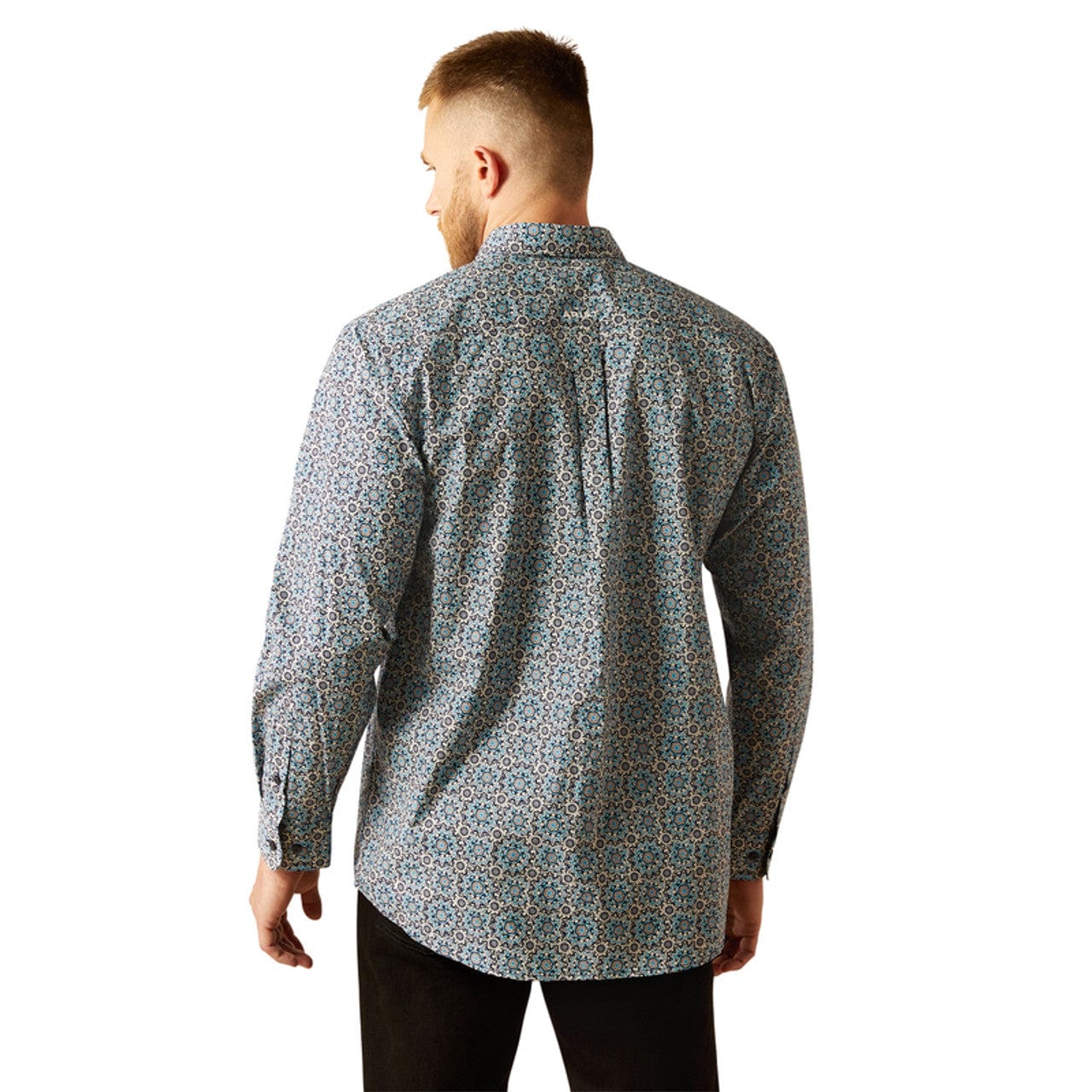 Ariat Men's Santiago Dark Teal Print Long Sleeve Western Shirt 10058967 - Image 2