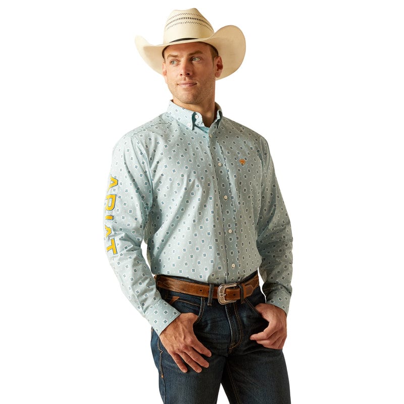 Ariat Men's Team Colton Aqua Classic Fit Long Sleeve Button Down Shirt 10051522
