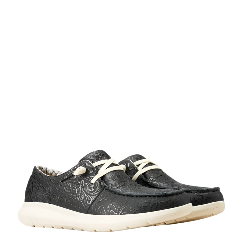 Ariat Women's Black Floral Emboss Hilo Shoes 10047014 - Image 4