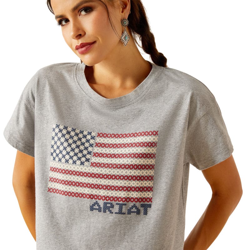 Ariat Women's Homespun Flag Heather Grey Graphic T-Shirt 10051298 - Image 2