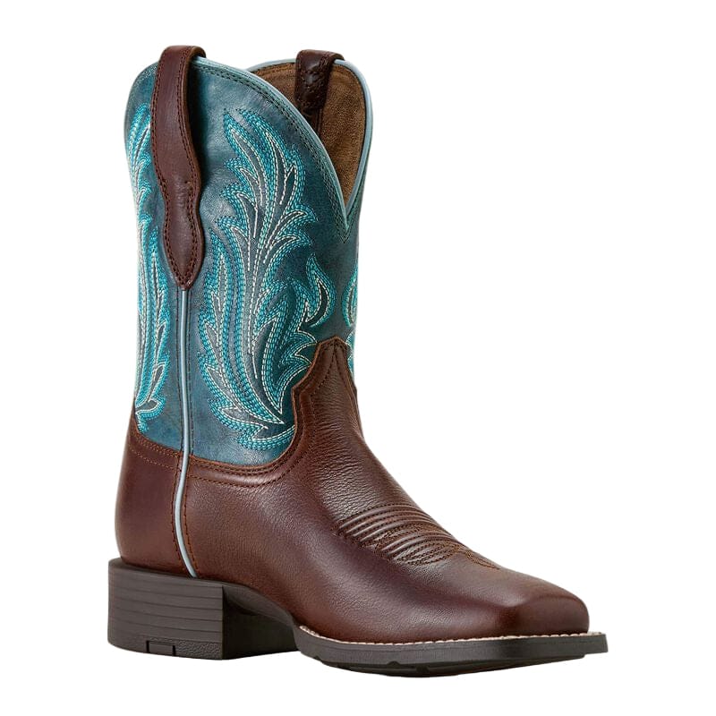 Ariat Women's Oiled Teak and Loyal Blue Round Up Western Boot 10064073