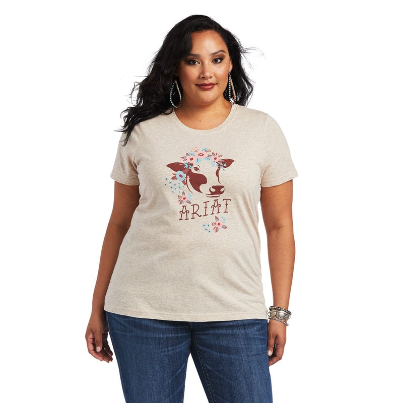 Women's REAL Moo Wheat Heather Short Sleeve Tee 10040627 - Image 2