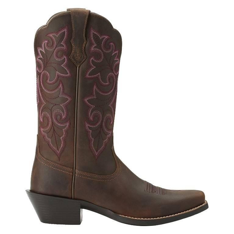Ariat Women's Powder Brown Round Up Square Toe Western Cowgirl Boots 10014172 - Image 2