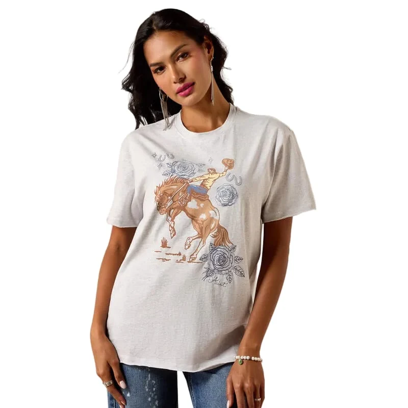 Ariat Women's Steel Heather Cowboy Rose T-Shirt 10073556