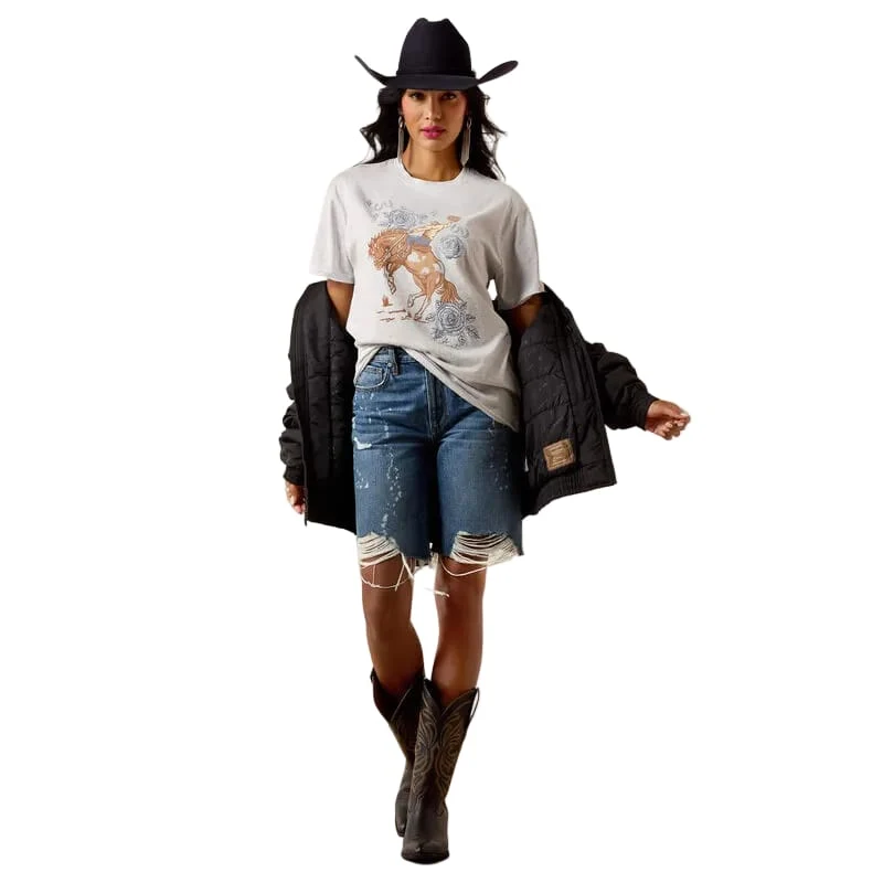 Ariat Women's Steel Heather Cowboy Rose T-Shirt 10073556 - Image 3