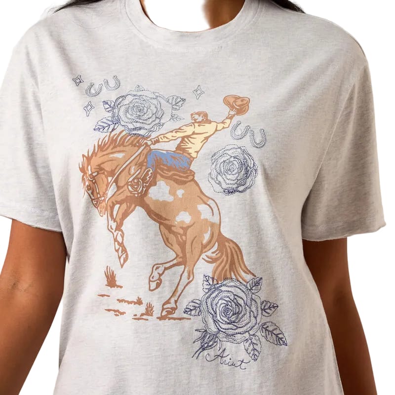 Ariat Women's Steel Heather Cowboy Rose T-Shirt 10073556 - Image 4