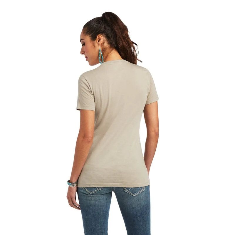 Ariat Women's Tractor USA Khaki Heather Short Sleeve T-Shirt 10040958 - Image 3