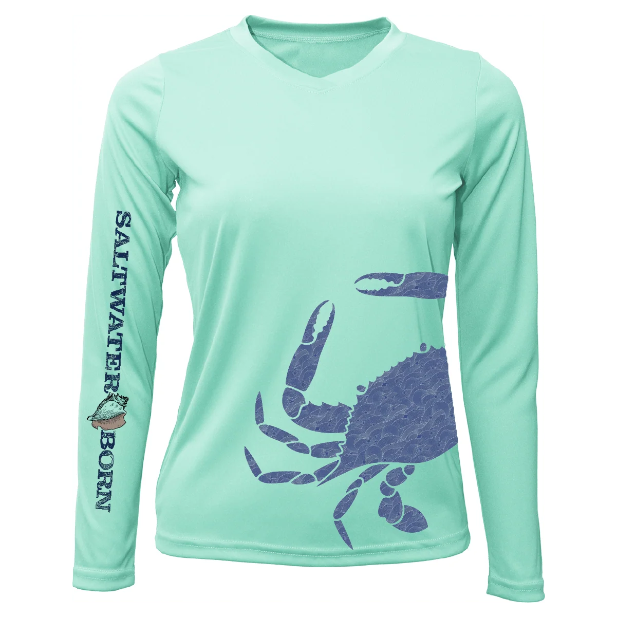 Blue Crab Wrap Women's Long Sleeve UPF 50+ Dry-Fit Shirt - Image 35