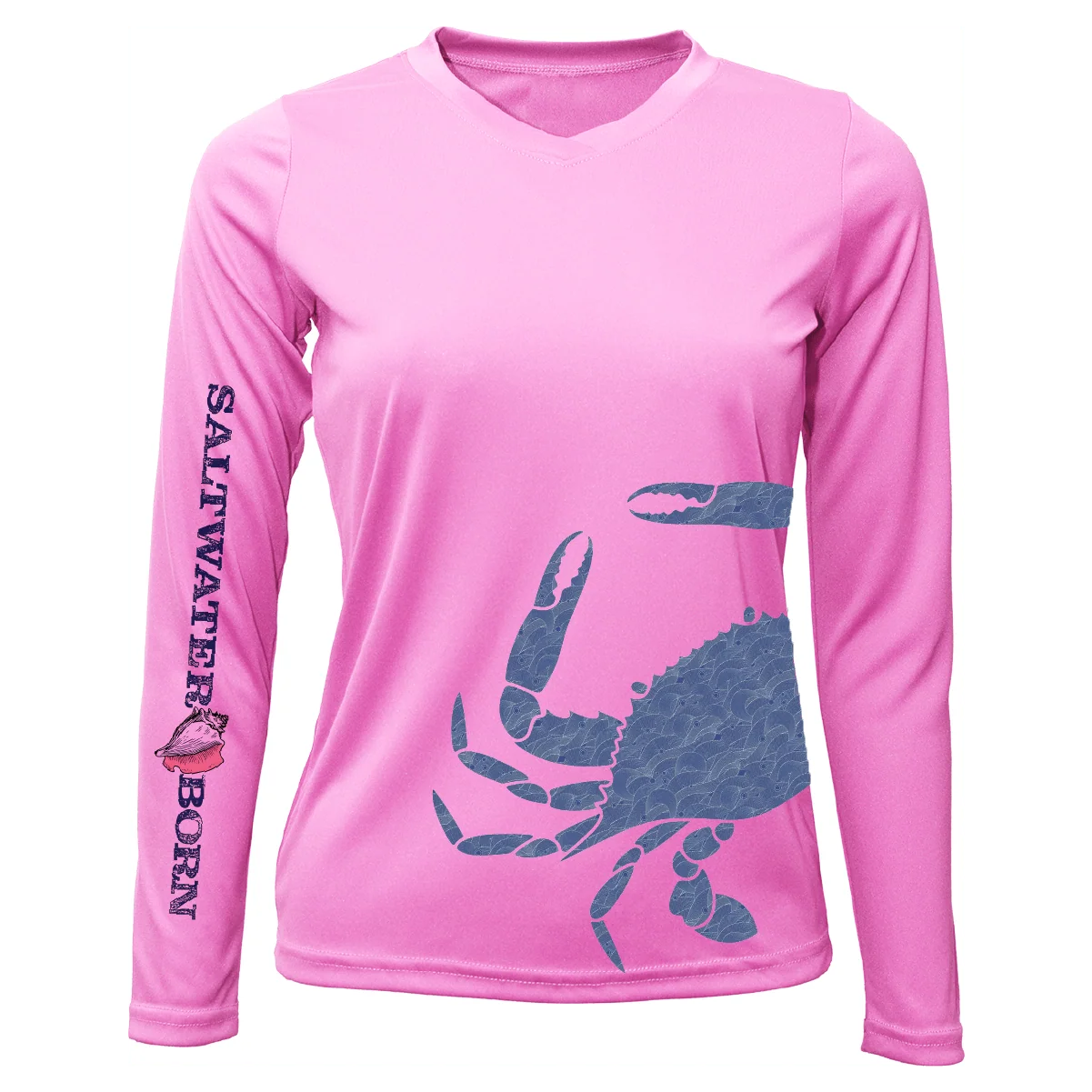 Blue Crab Wrap Women's Long Sleeve UPF 50+ Dry-Fit Shirt - Image 46