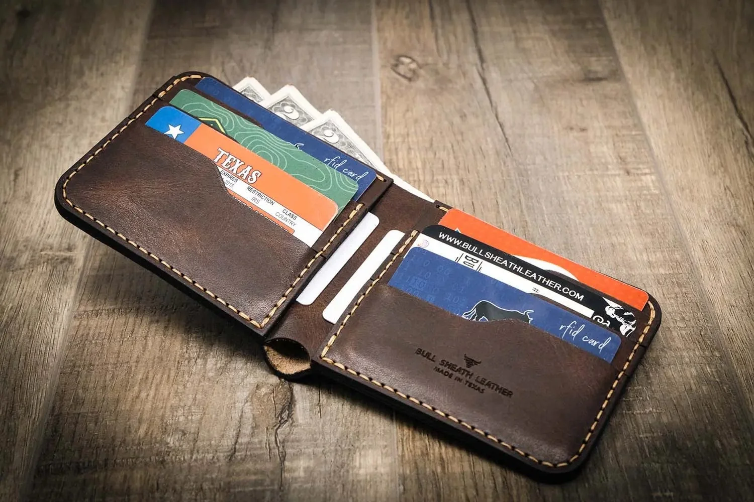 Bull Sheath Leather Men's Big Bend Bifold Wallet - Image 10