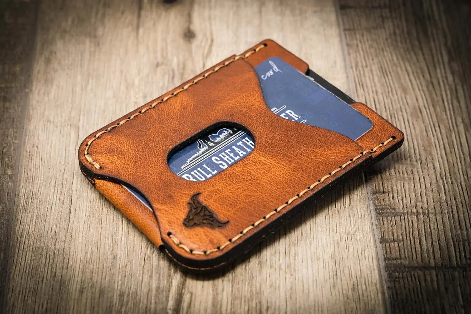 Bull Sheath Leather Men's The Keller Money Clip Chestnut Brown