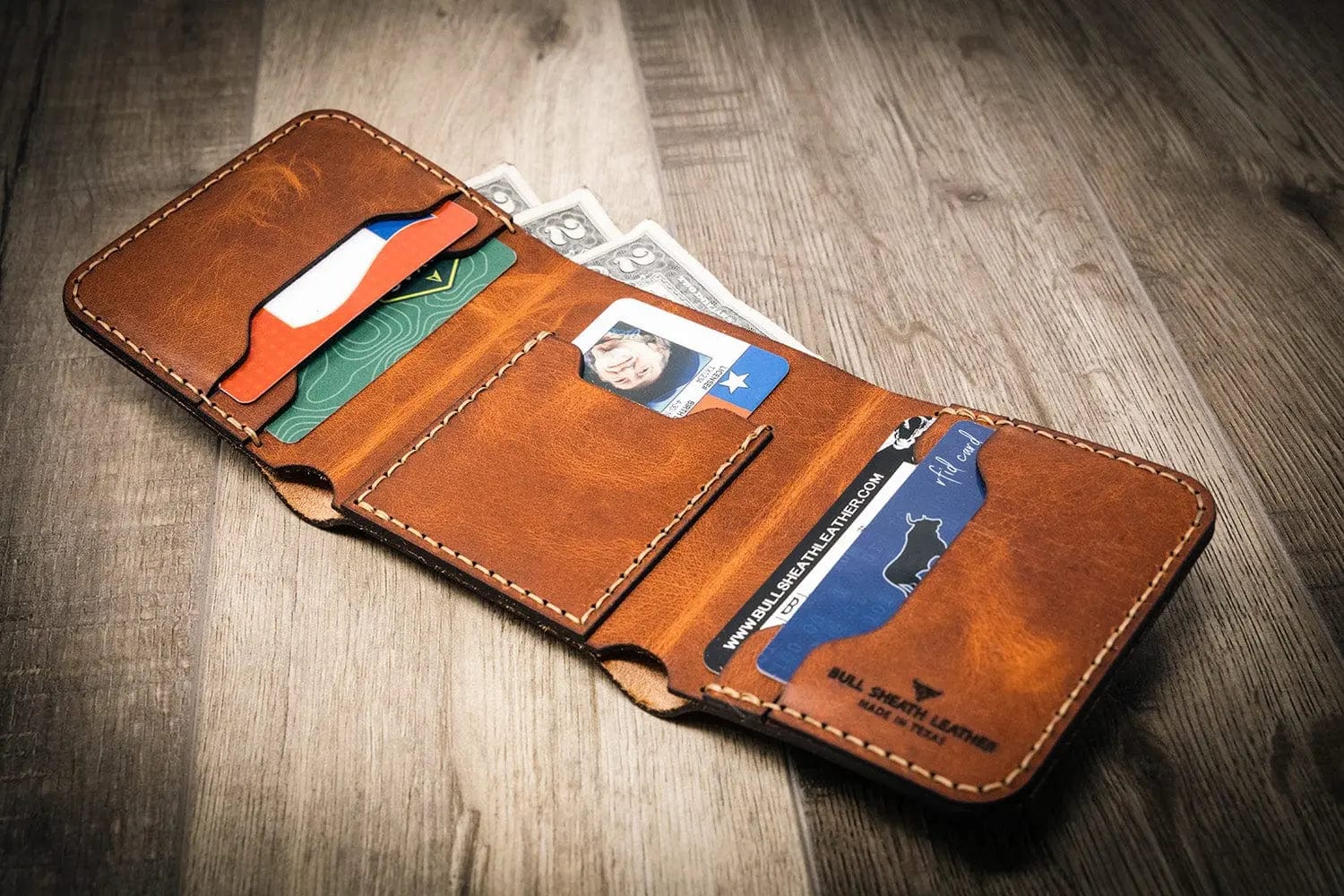 Bull Sheath Leather Men's The Trinity Trifold Wallet - Image 14