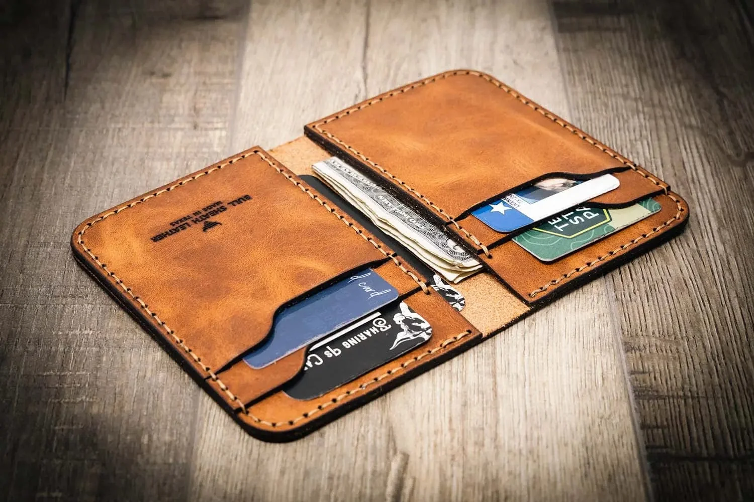 Bull Sheath Leather Men's The Tyler Vertical Wallet Chestnut Brown - Image 4