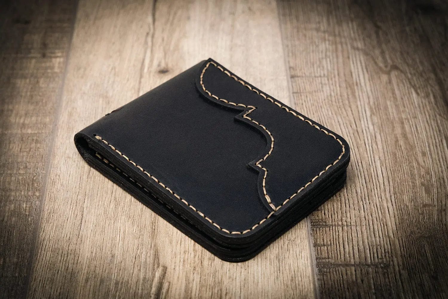 Bull Sheath Leather Men's Western Bifold Wallet Black - Image 6