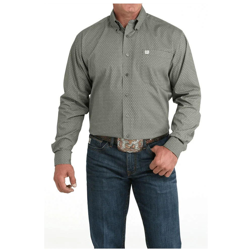 Cinch Men's Olive Green Print Long Sleeve Western Shirt MTW1105981