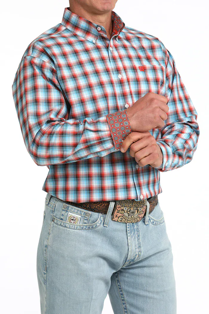 Cinch Men's Plaid Classic Fit Button Down Western Shirt MTW1106096 - Image 3