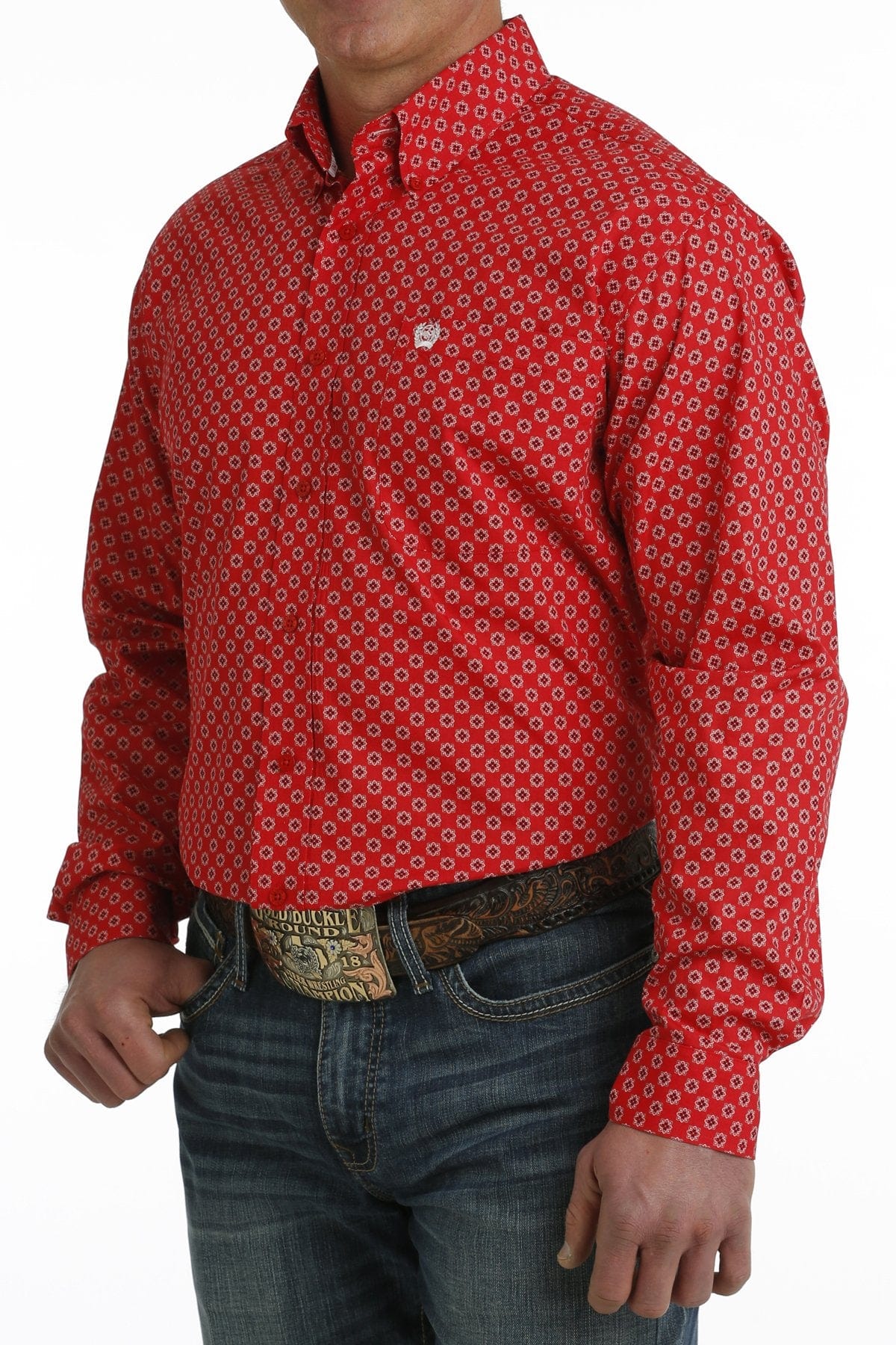 Cinch Men's Red Medallion Print Long Sleeve Button Down Western Shirt MTW1105727 - Image 2