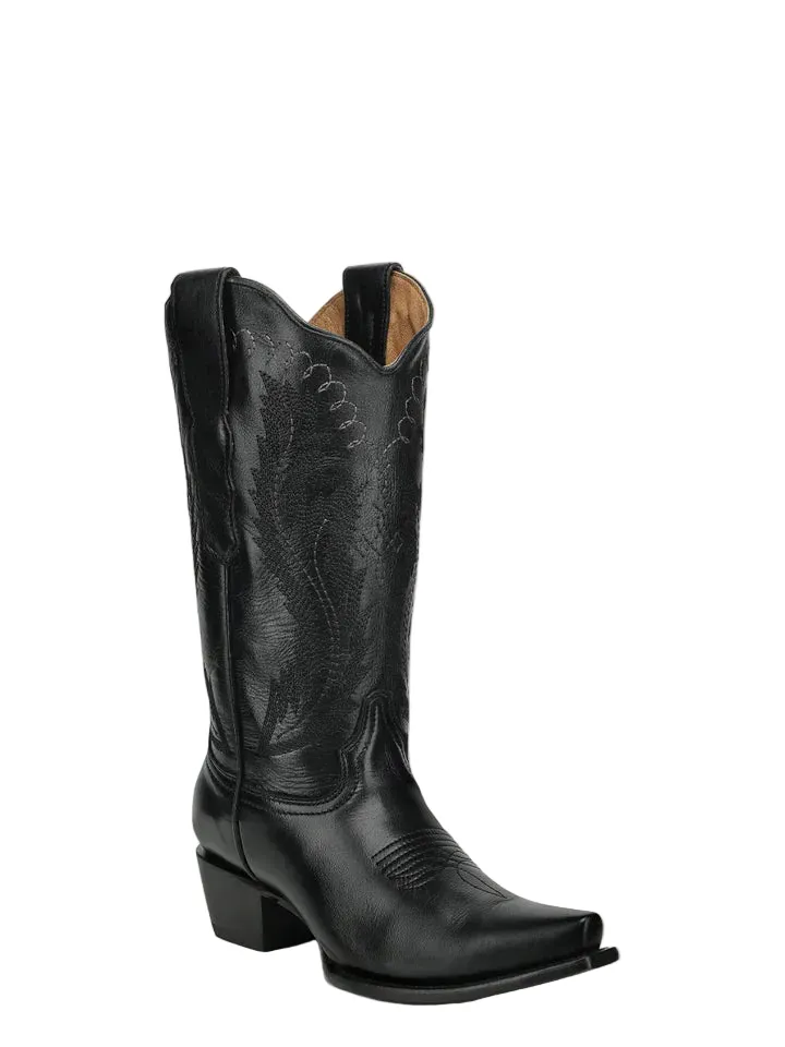 Circle G Women's Black Embroidered Snip Toe Western Boots L6339