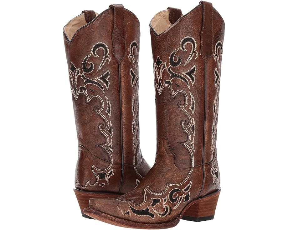 Circle G Women's Brown Side Embroidery Snip Toe Western Boots L5247 - Image 7