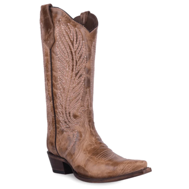 Circle G Women's Triad Honey Brown Embroidery Snip Toe Western Boots L6060