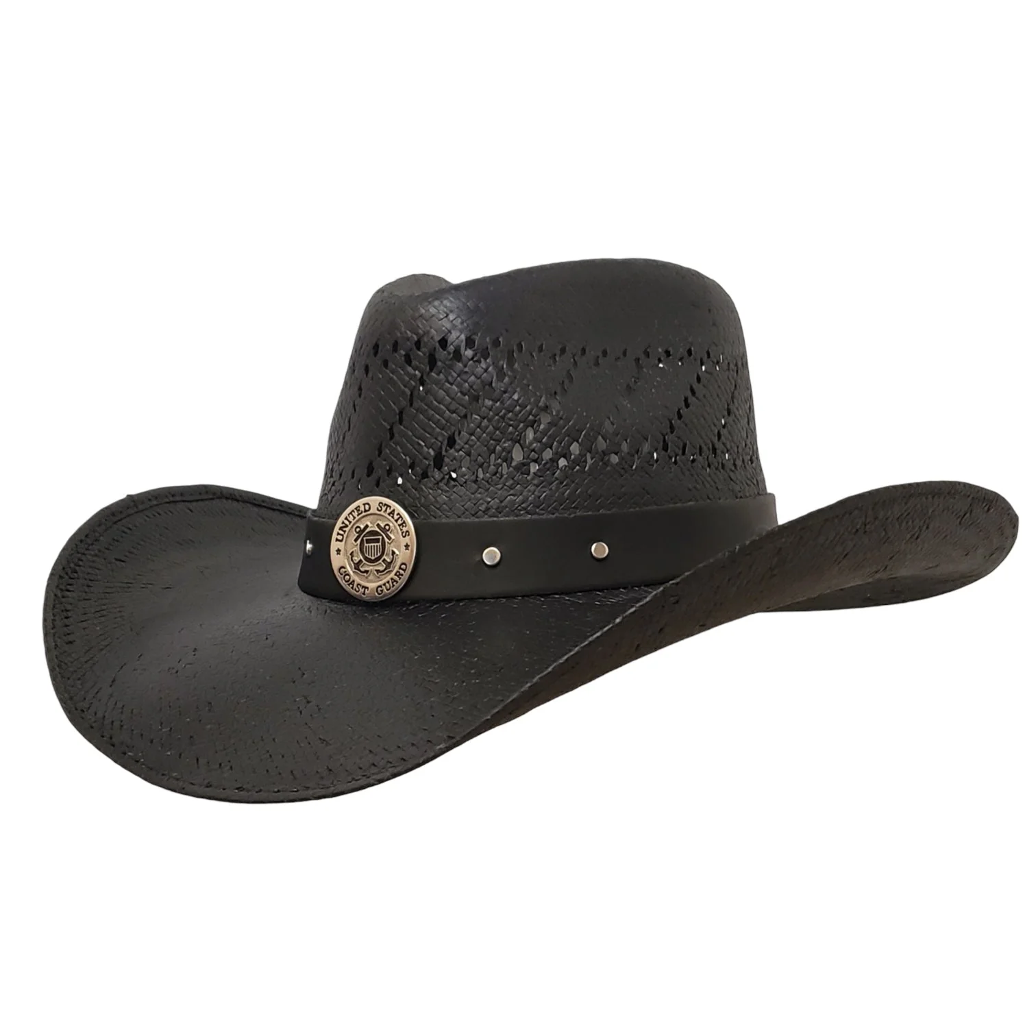 Gone Country Coast Guard Heroes - Black Straw Cowboy Hat
