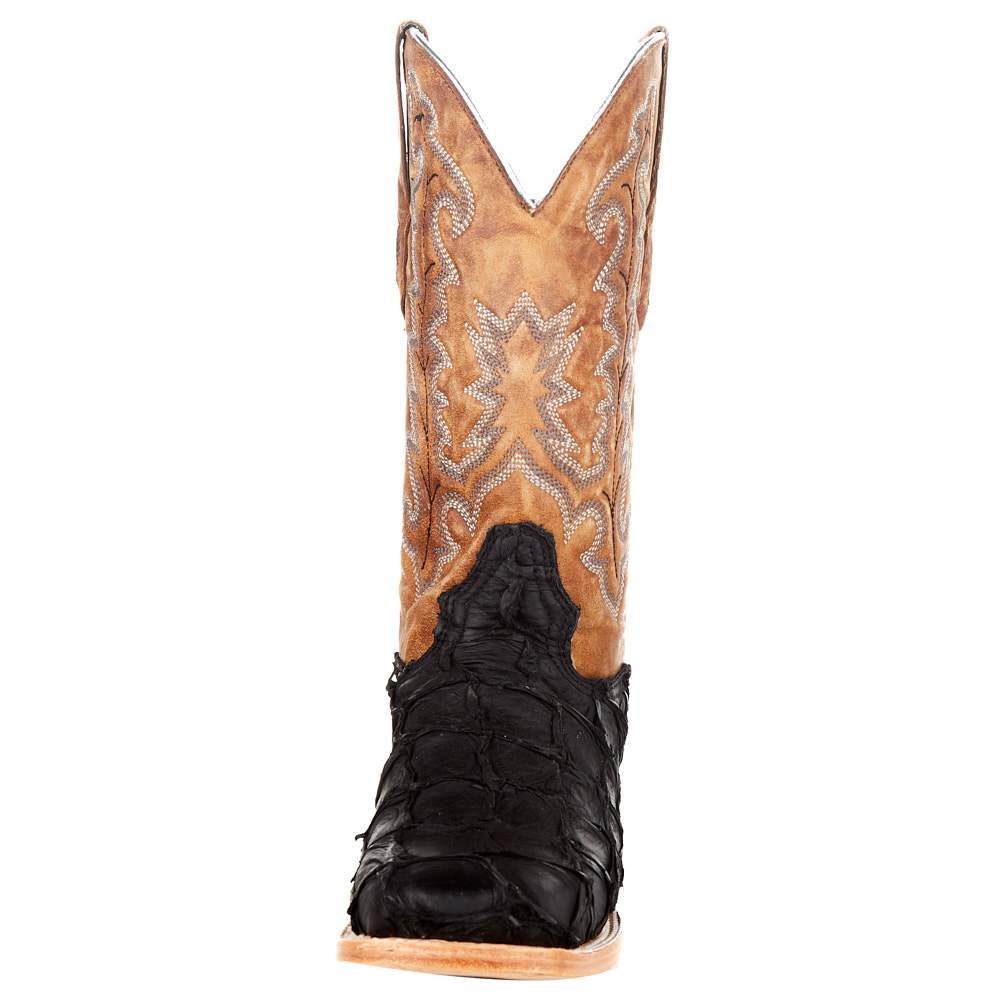 Corral Women's Black/Sand Pirarucu Arapaima Square Toe Exotic Western Boots A4204 - Image 5