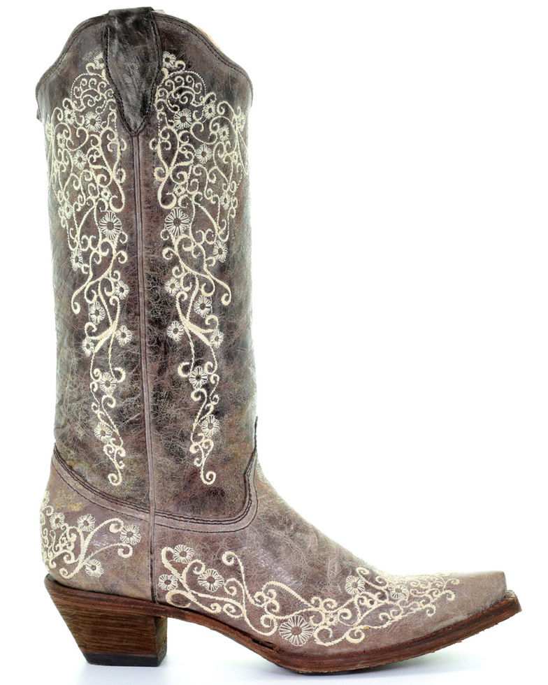 Corral Women's Brown Embroidery Snip Toe Cowgirl Boots A1094 - Image 2
