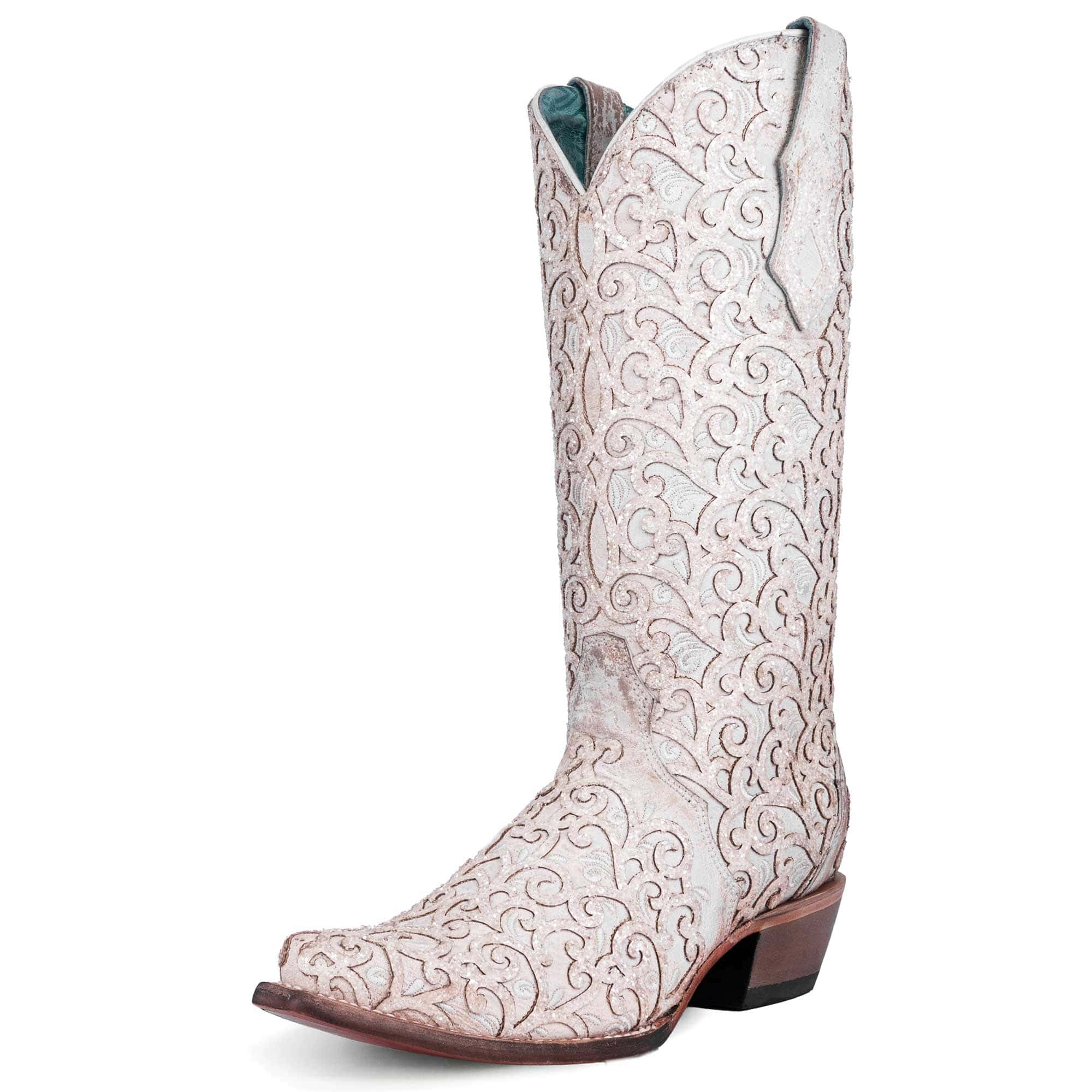 Corral Women's White Glitter Overlay Snip Toe Western Boots C4050 - Image 2