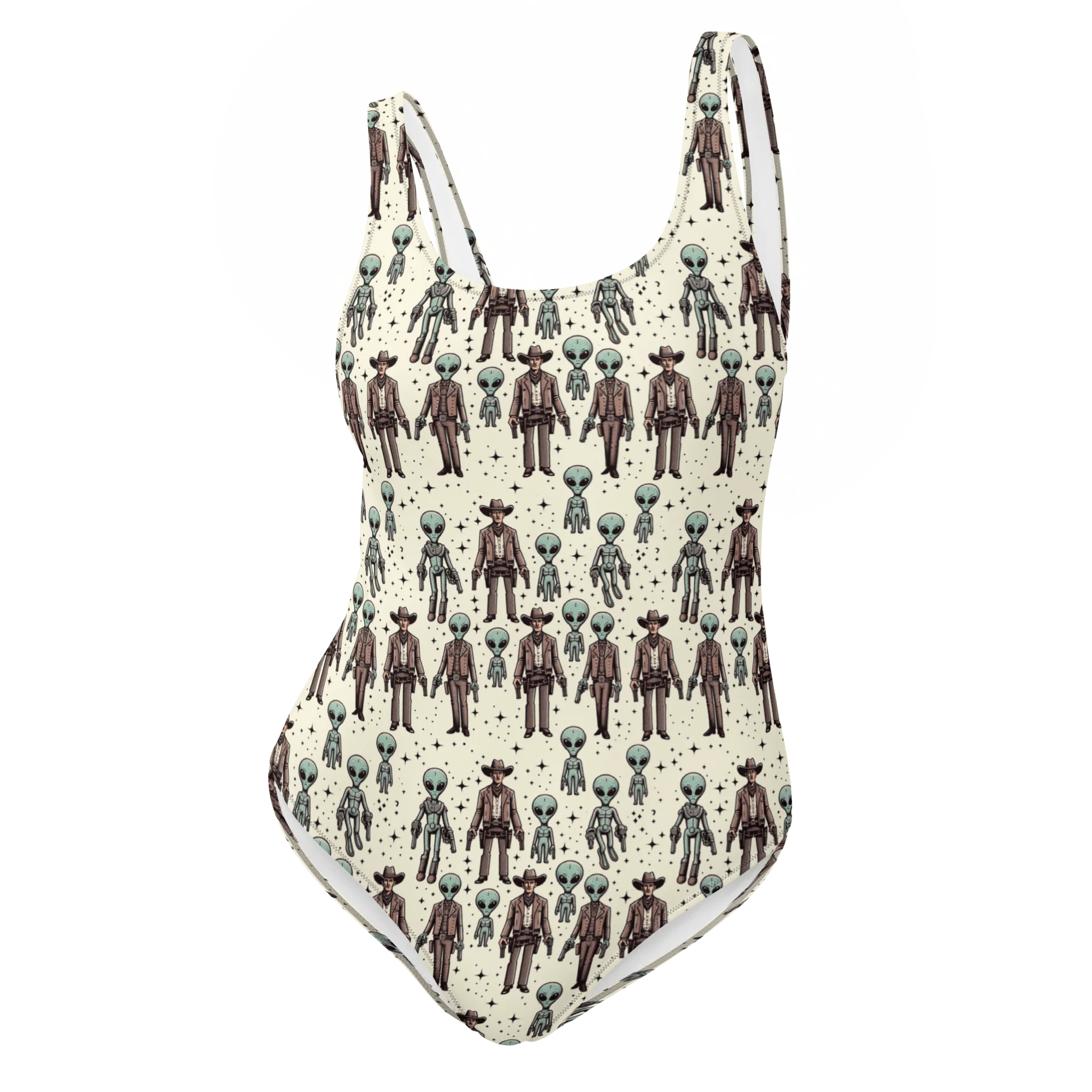 Cosmic Cowboys: Cowboys and Aliens One-Piece Swimsuit