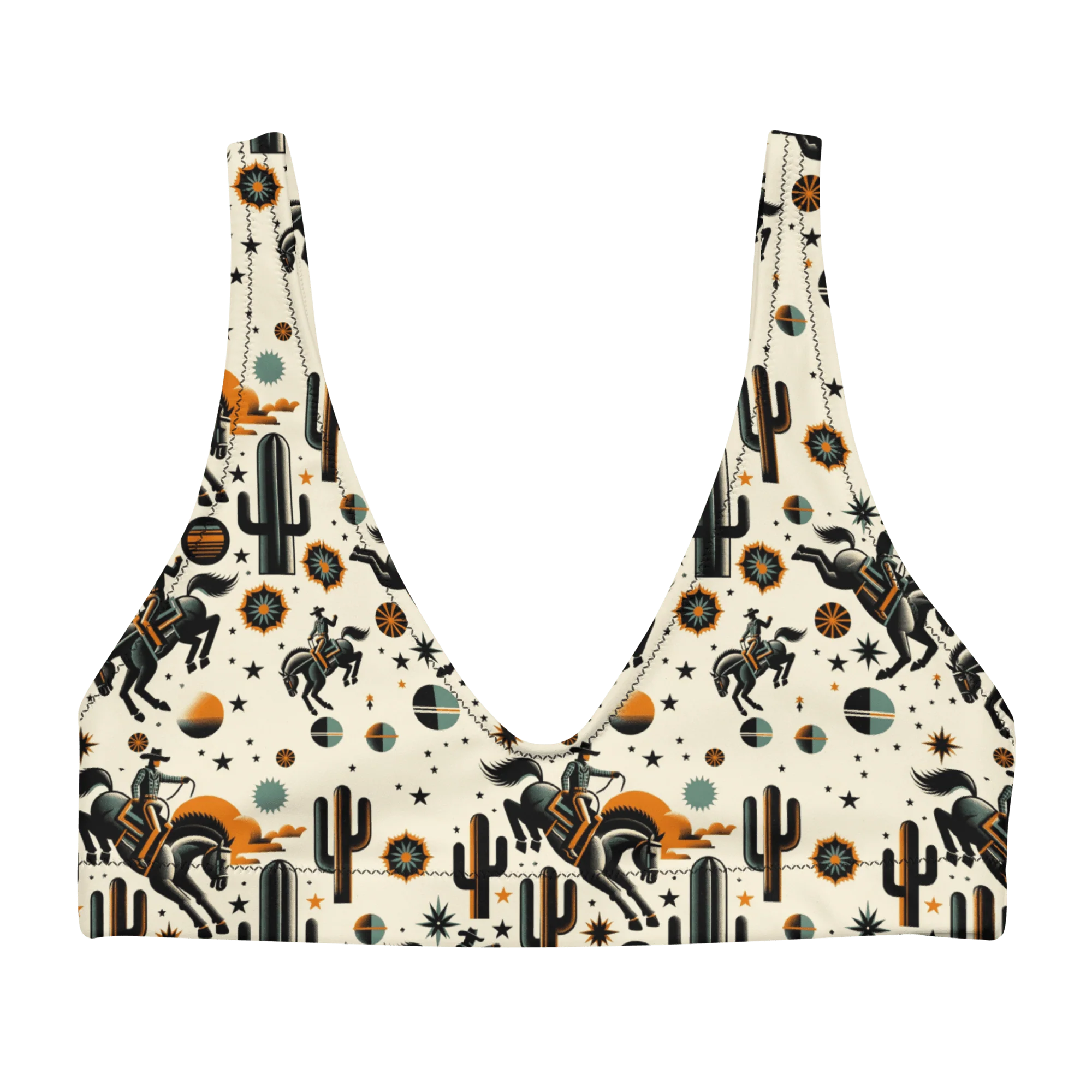 Cosmic Rodeo: Bucking Space Bronco High-Waisted Bikini Top