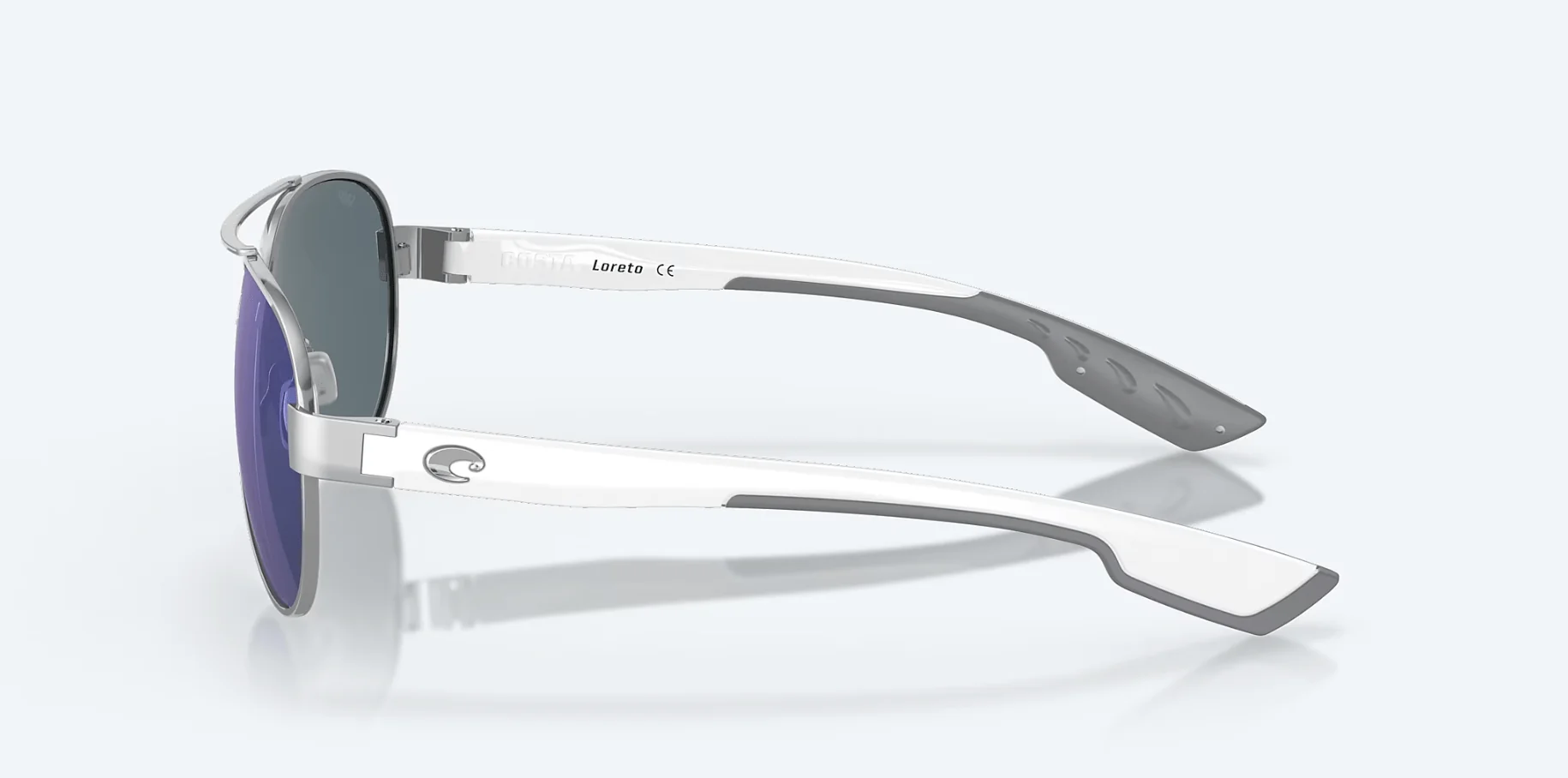 Costa Del Mar Loreto Palladium White Temples Frame/Blue Mirror Polycarbonate Lens Sunglasses - Image 3