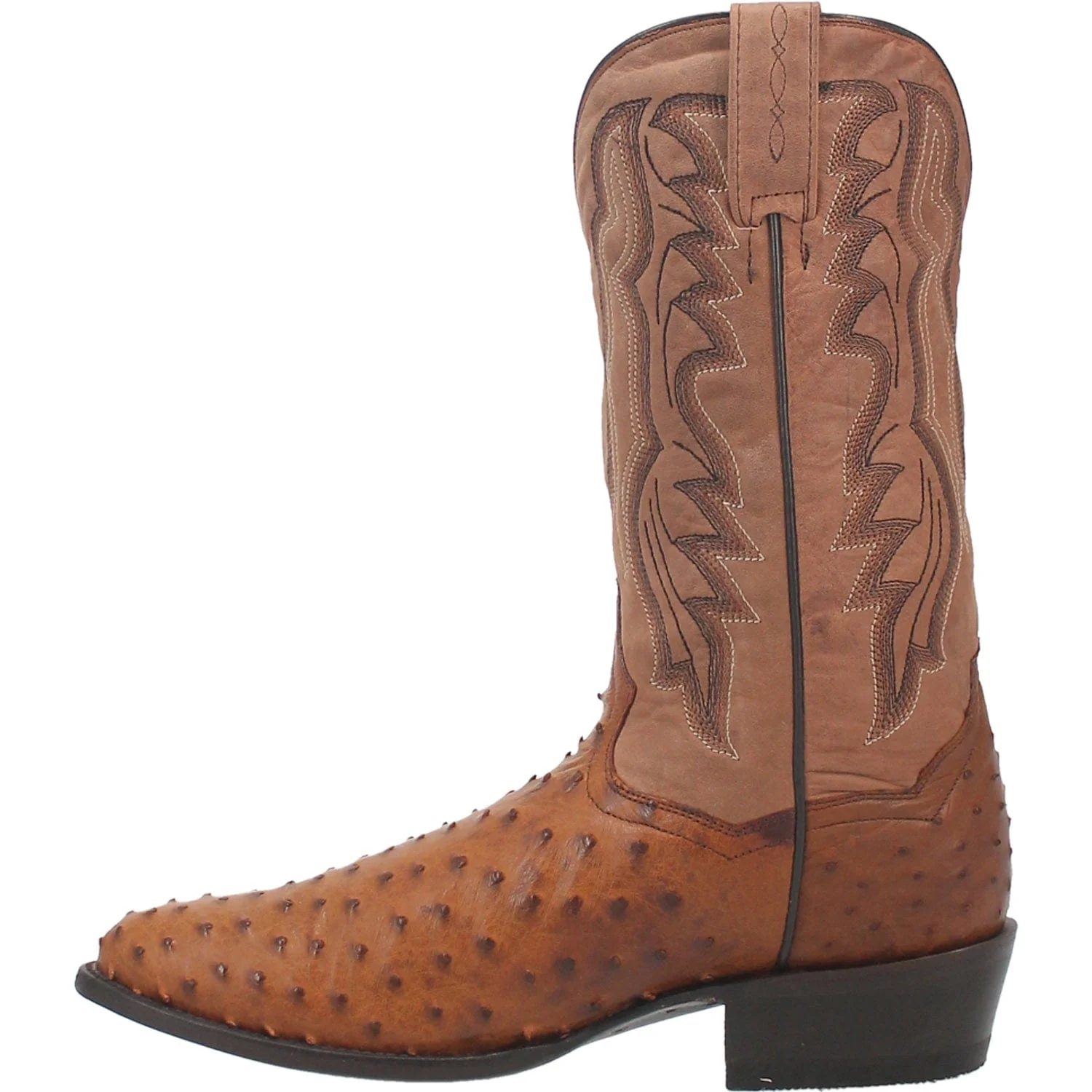 Dan Post Men's Tempe Saddle Brown/Chocolate Full Quill Ostrich Western Boots DP2323 - Image 4