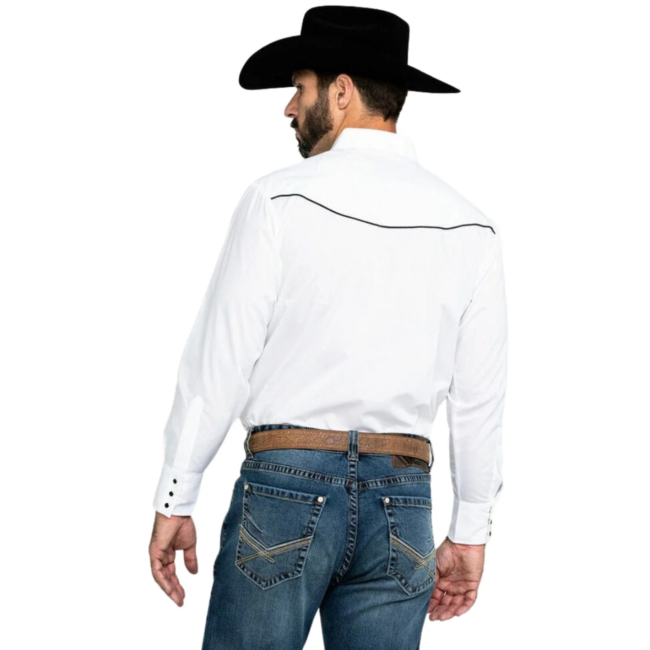 Ely Cattleman Men's White Embroidered Eagle Long Sleeve Western Snap Shirt 15203961-01 - Image 2