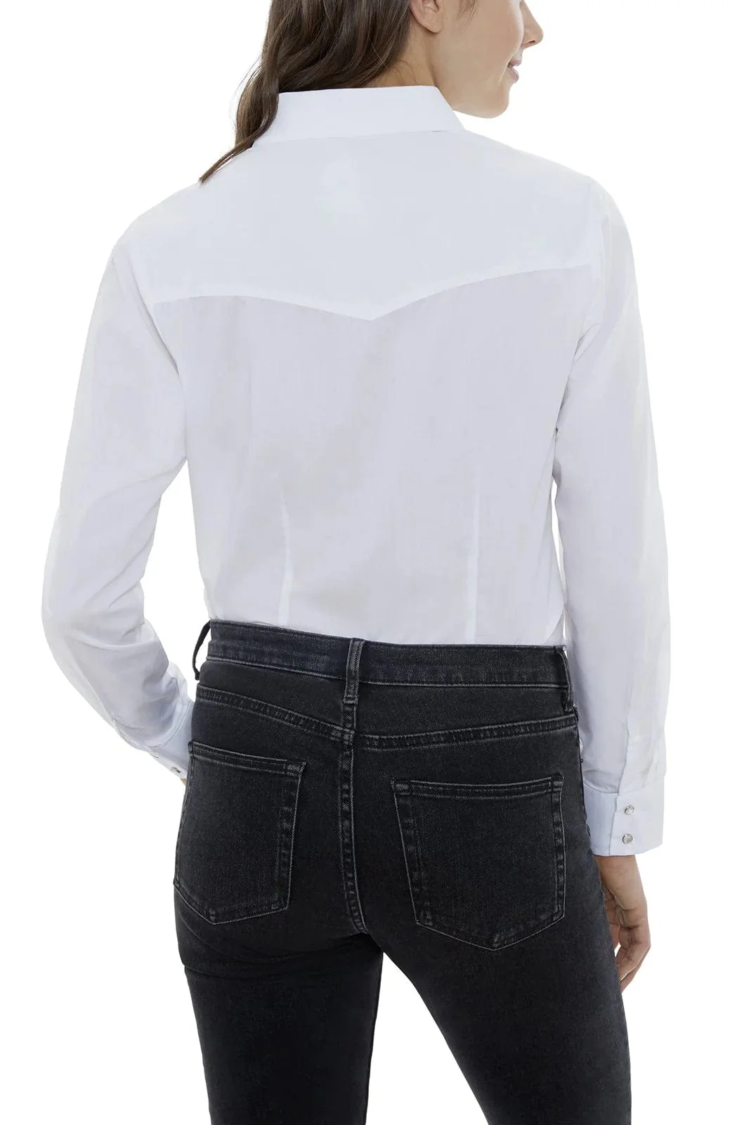 Ely Cattleman Women's White Long Sleeve Western Snap Shirt 15321905-01 WHT - Image 2