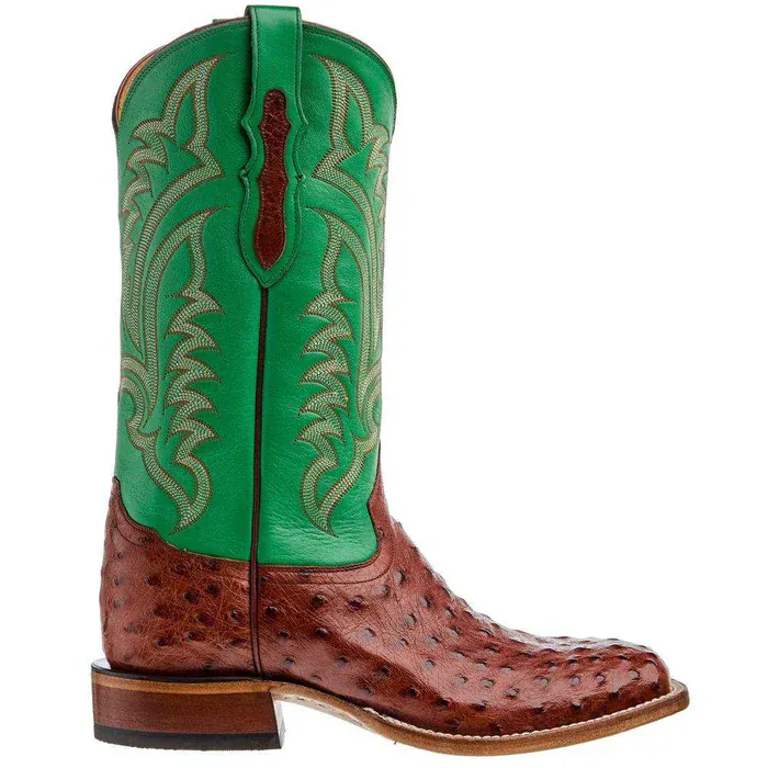 Tony Lama Men's Tobac & Green Full Quill Ostrich Exotic Boots EP8276 - Image 2